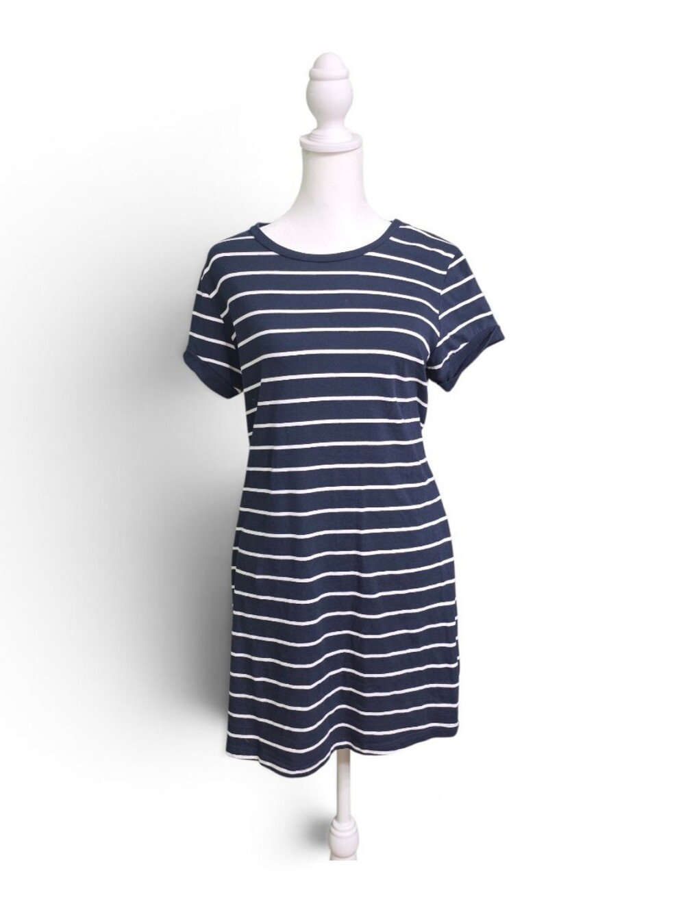 Lulus Cafe Society Navy Blue Striped Shirt Dress Size Small